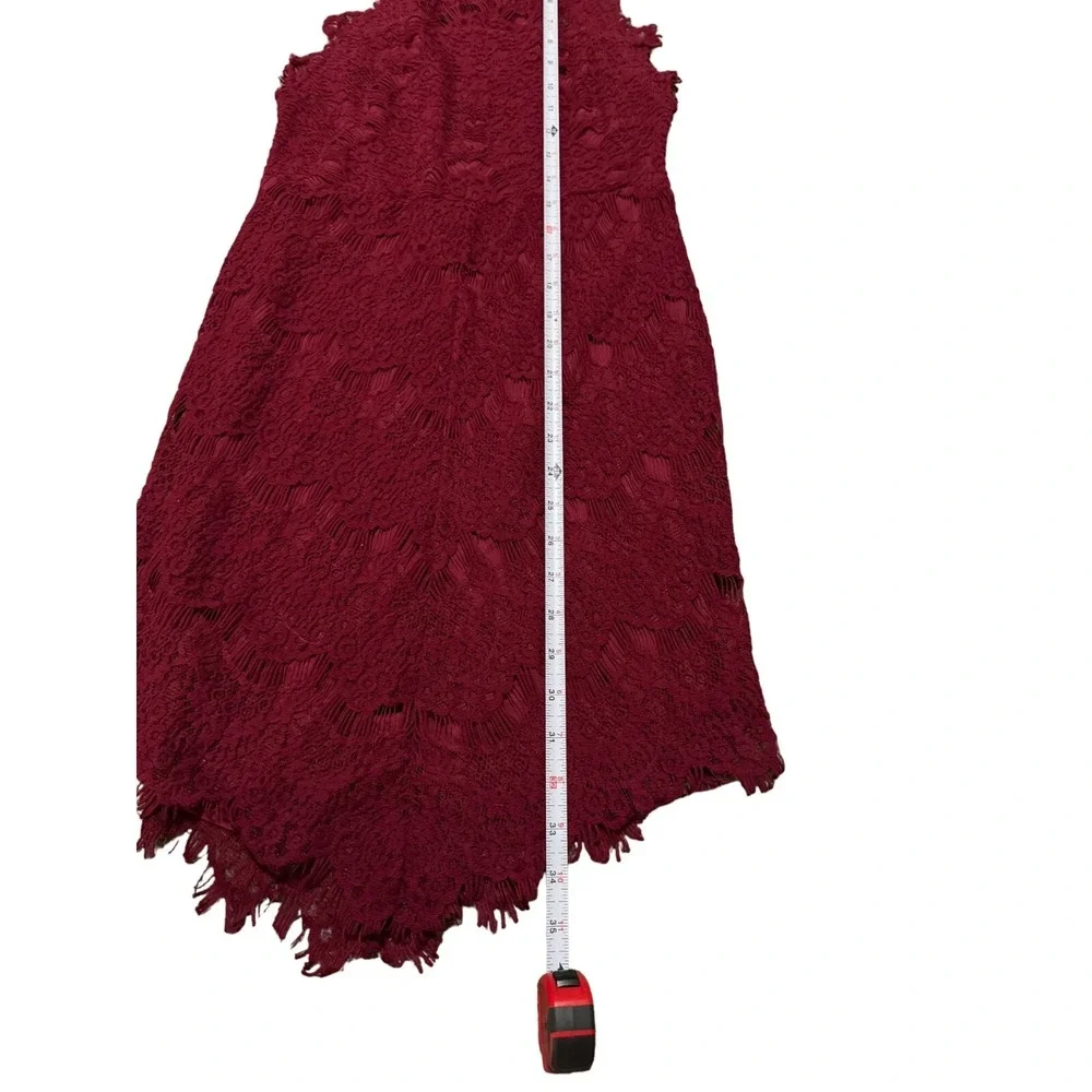 Free People Intimately Adella Lace‎ Slip Dress Burgundy Halter Boho Mini e2